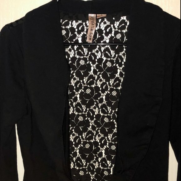 Black Jacket Button up with lace floral on the back - Picture 4 of 6